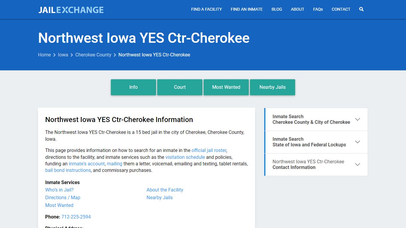 Northwest Iowa YES Ctr-Cherokee - Jail Exchange