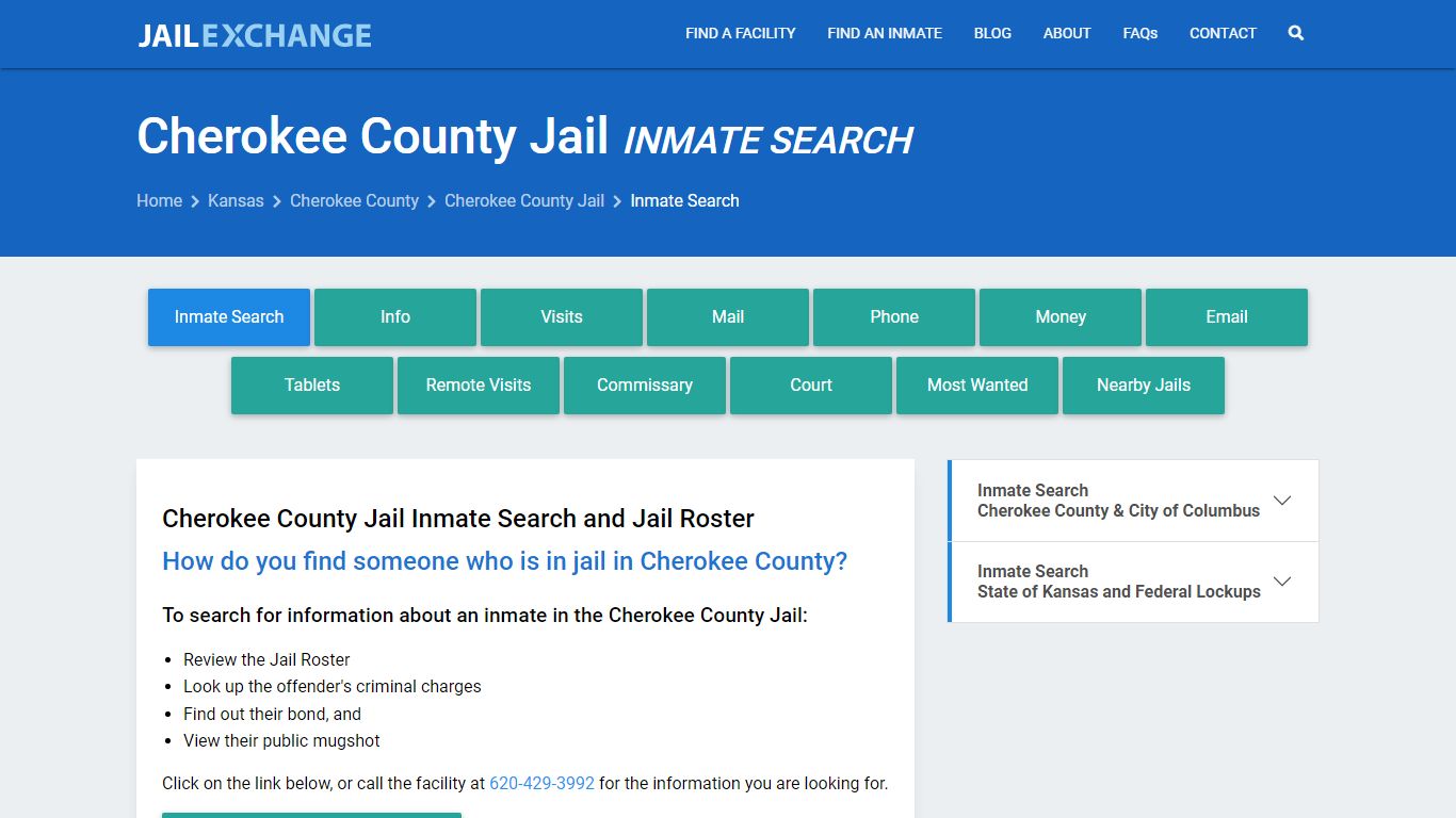 Inmate Search: Roster & Mugshots - Cherokee County Jail, KS