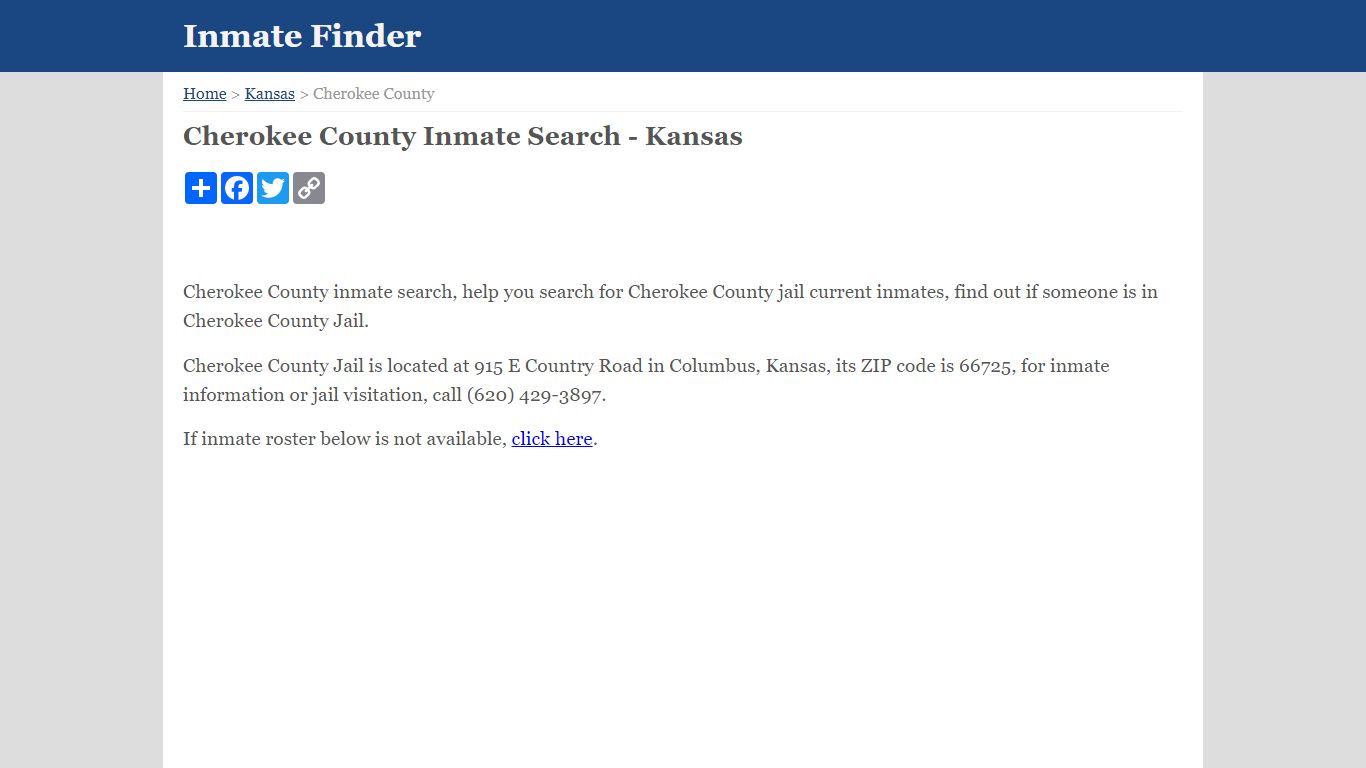 Cherokee County Inmate Search - Kansas - Inmate Finder