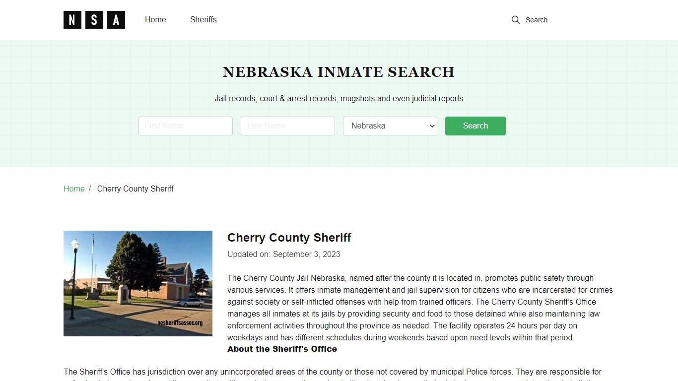 Cherry County Sheriff, Nebraska and County Jail Information