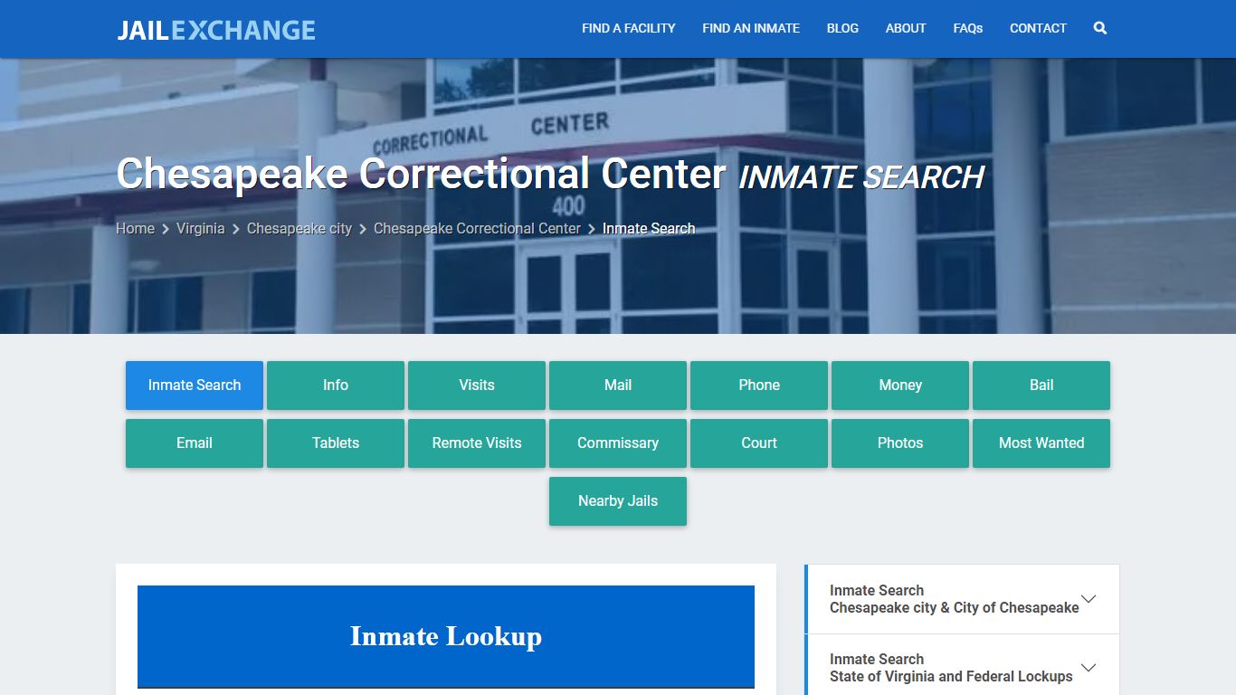 Chesapeake Correctional Center Inmate Search - Jail Exchange