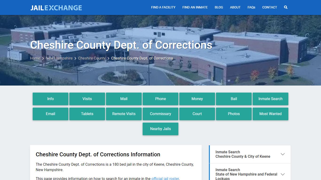 Cheshire County Dept. of Corrections, NH Inmate Search, Information