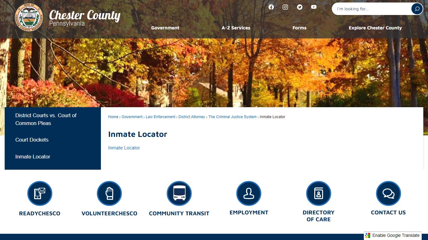 Inmate Locator | Chester County, PA - Official Website