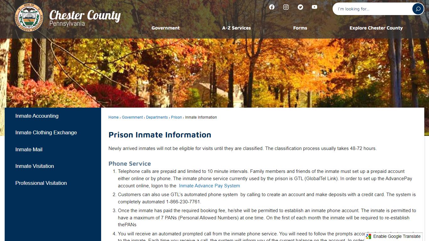 Prison Inmate Information | Chester County, PA - Official Website
