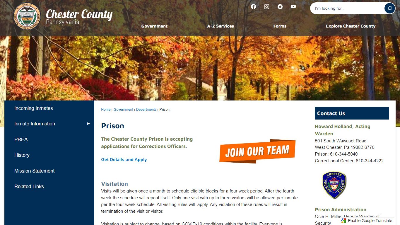 Prison | Chester County, PA - Official Website
