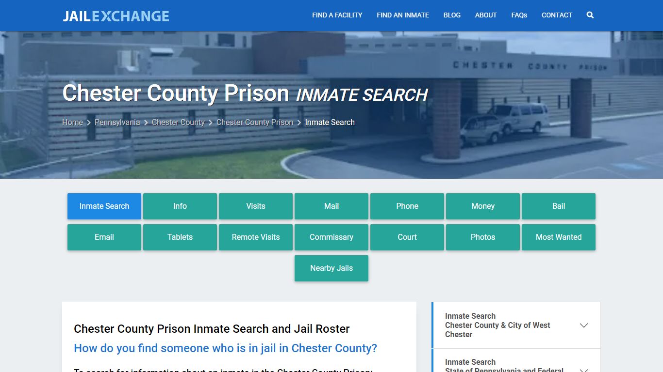 Chester County Prison Inmate Search - Jail Exchange