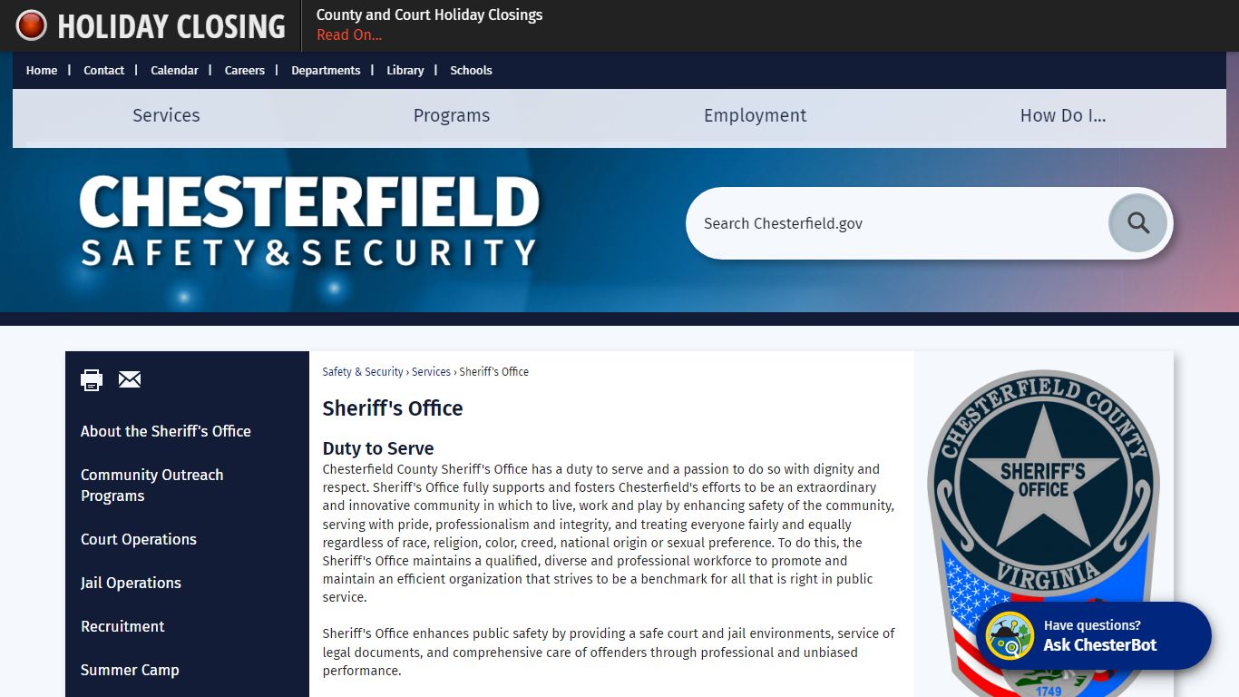 Sheriff's Office | Chesterfield County, VA