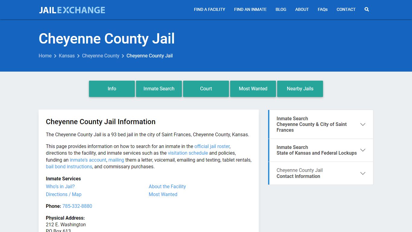 Cheyenne County Jail, KS Inmate Search, Information