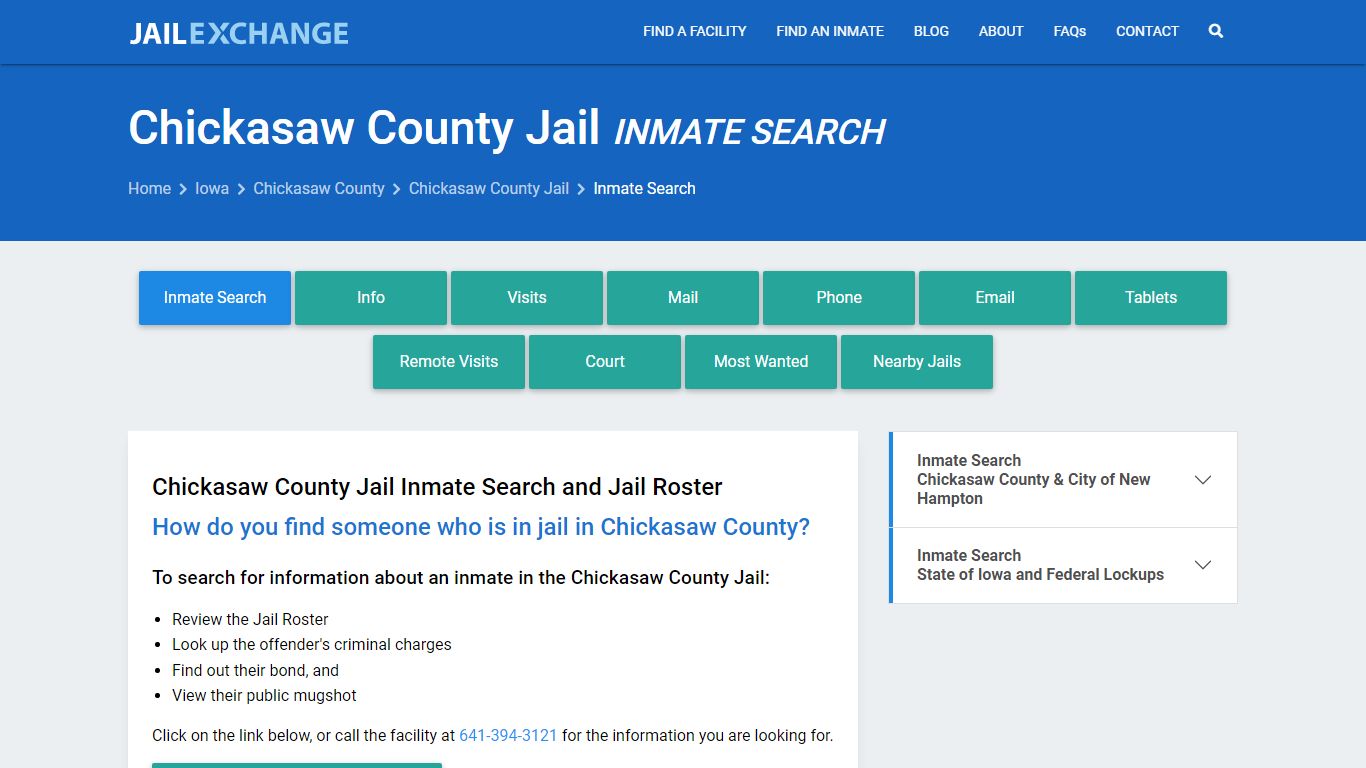 Inmate Search: Roster & Mugshots - Chickasaw County Jail, IA