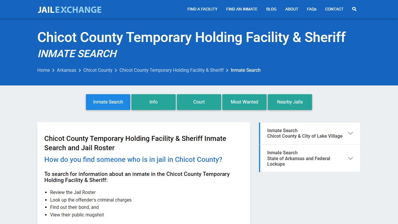 Chicot County Temporary Holding Facility & Sheriff Inmate Search