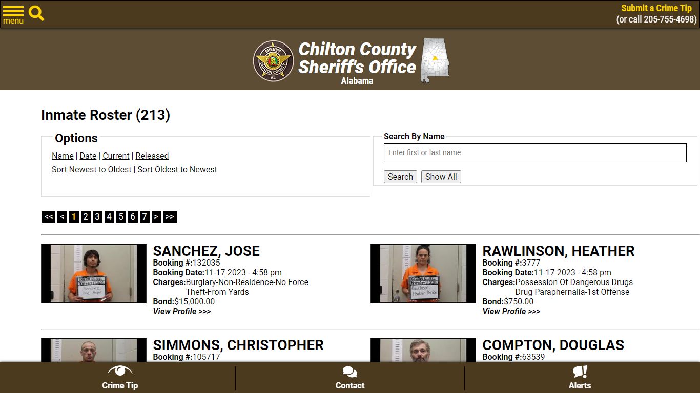 Current Inmates Booking Date Descending - Chilton County Sheriff's Office