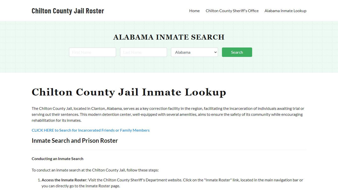 Chilton County Jail Roster Lookup, AL, Inmate Search