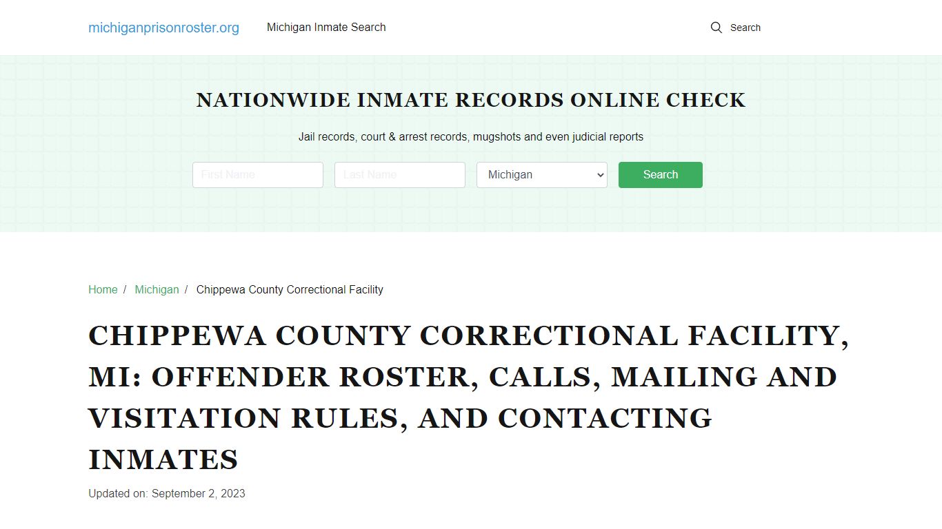 Chippewa County Correctional Facility, MI: Inmate Search, Visitation ...