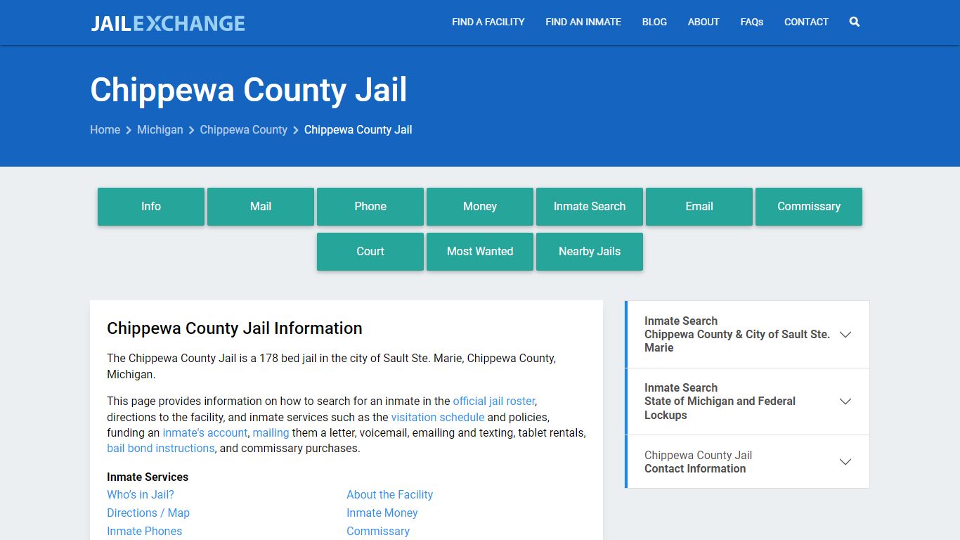 Chippewa County Jail, MI Inmate Search, Information