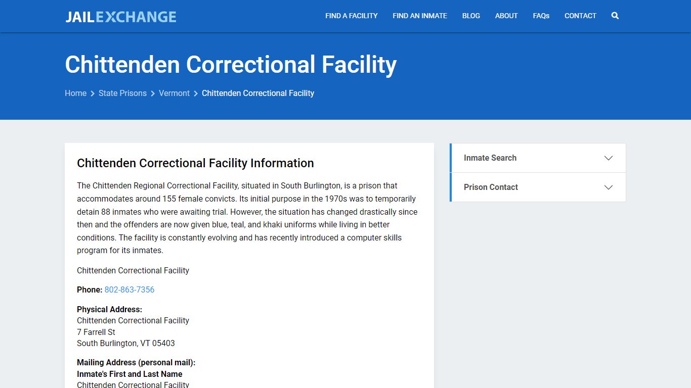 Chittenden Correctional Facility Inmate Search, VT - Jail Exchange