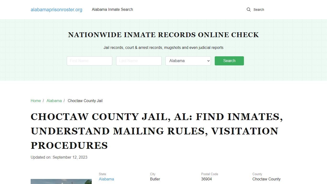 Choctaw County Jail, AL: Inmate Search, Mailing and Visitation Rules