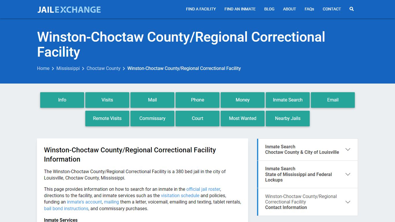 Winston-Choctaw County/Regional Correctional Facility, MS Inmate Search ...
