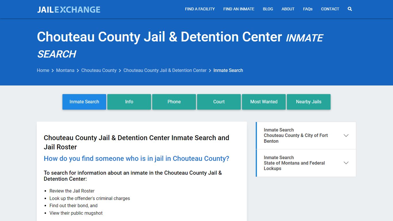 Chouteau County Jail & Detention Center Inmate Search