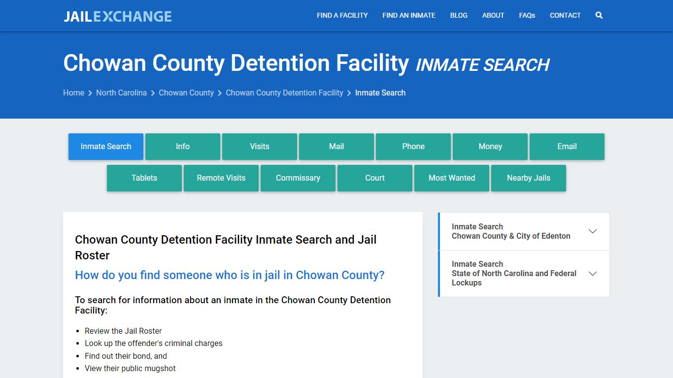 Chowan County Detention Facility Inmate Search - Jail Exchange