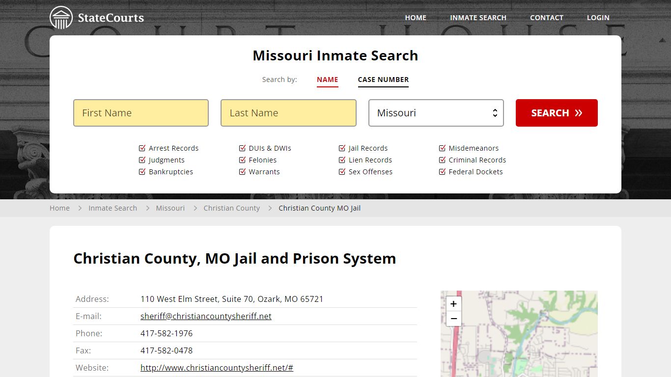 Christian County MO Jail Inmate Records Search, Missouri - StateCourts