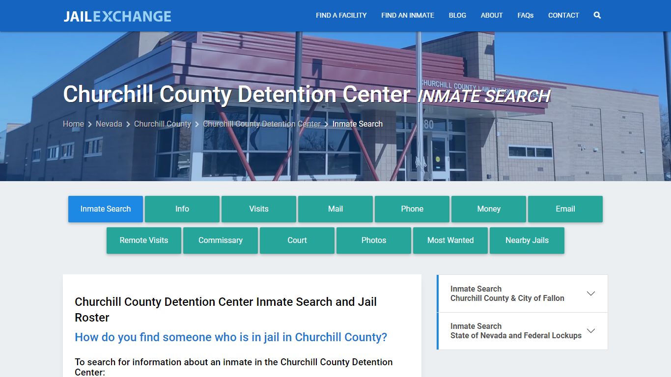 Churchill County Detention Center Inmate Search - Jail Exchange