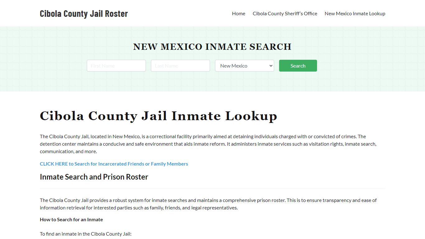 Cibola County Jail Roster Lookup, NM, Inmate Search