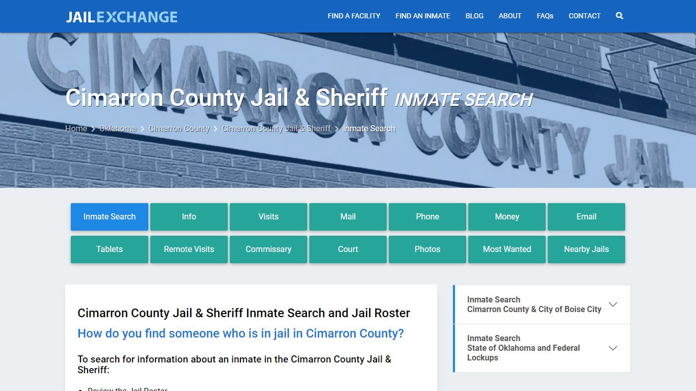 Cimarron County Jail & Sheriff Inmate Search - Jail Exchange