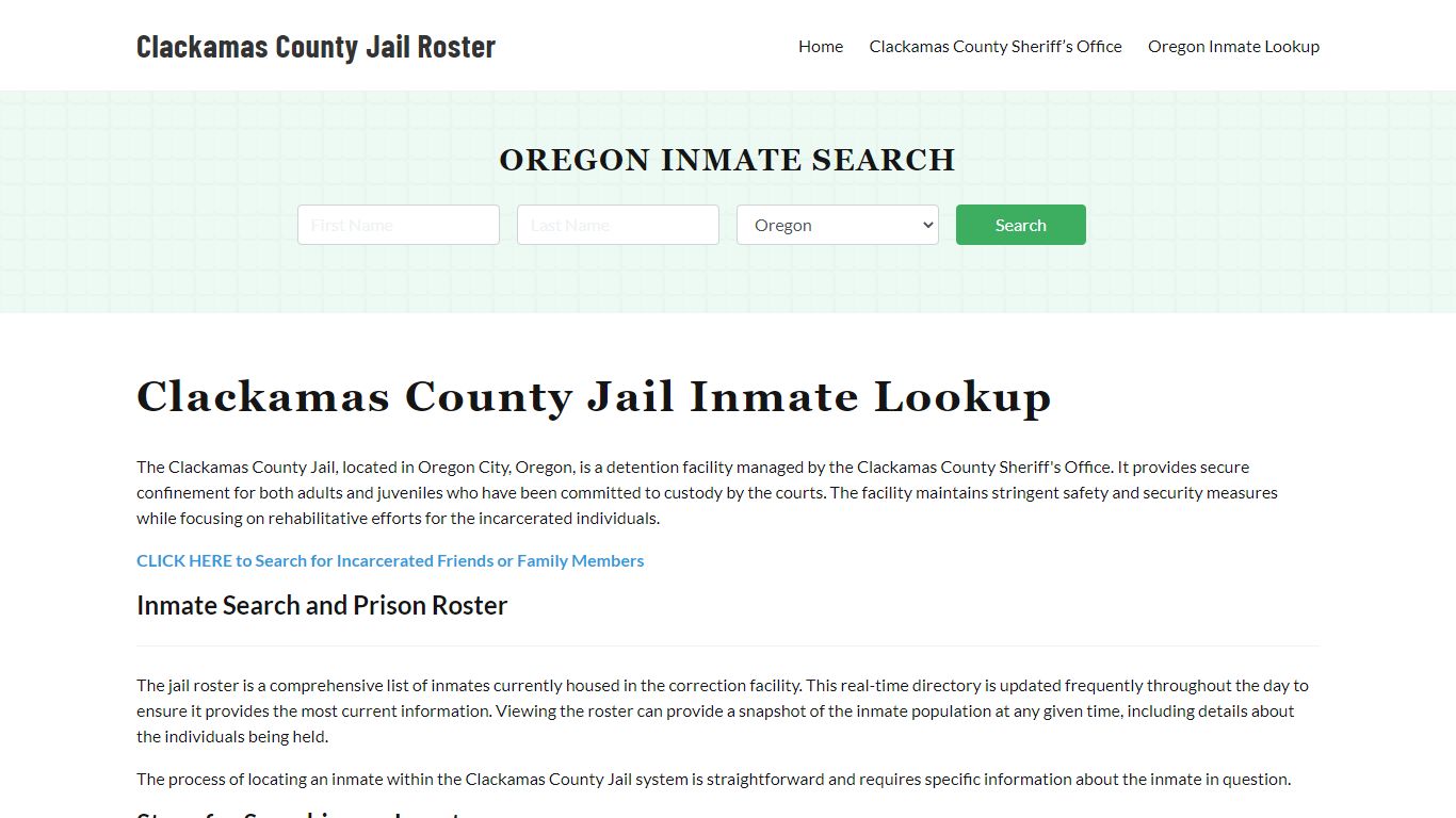 Clackamas County Jail Roster Lookup, OR, Inmate Search