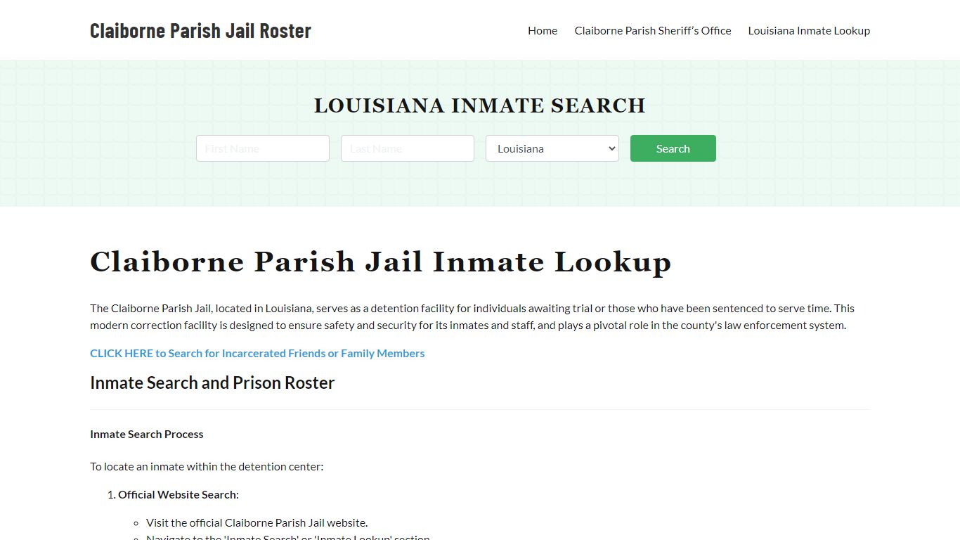 Claiborne Parish Jail Roster Lookup, LA, Inmate Search