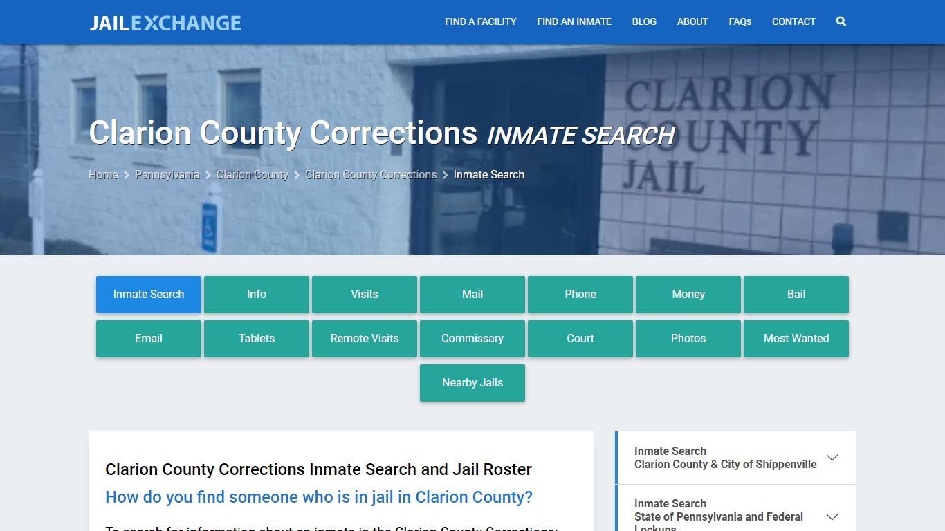 Clarion County Corrections Inmate Search - Jail Exchange