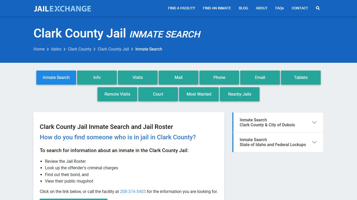 Inmate Search: Roster & Mugshots - Clark County Jail, ID