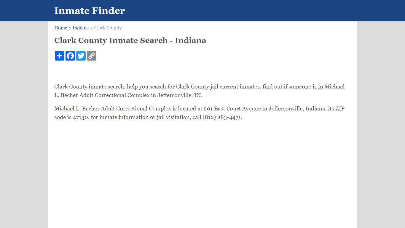 Clark County Inmate Search - Indiana - Inmate Finder