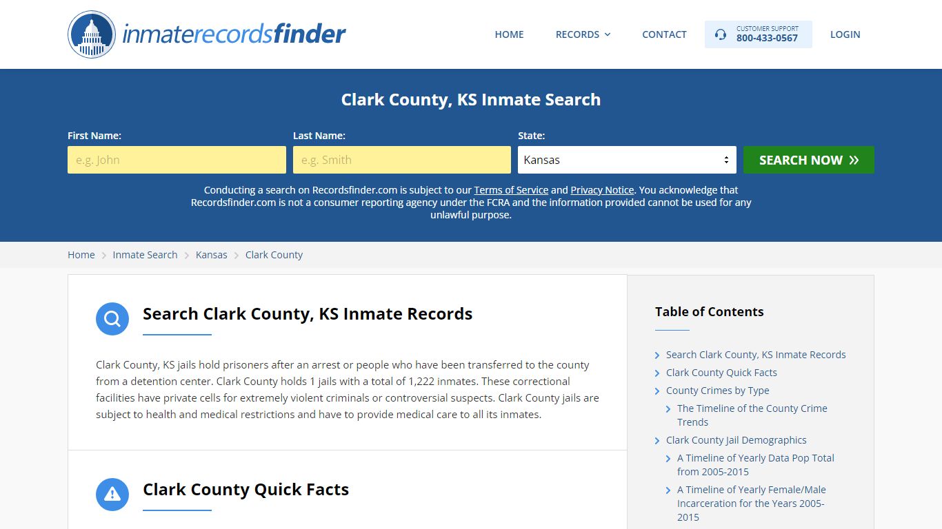 Clark County, KS Inmate Lookup & Jail Records Online