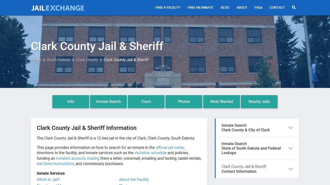 Clark County Jail & Sheriff, SD Inmate Search, Information
