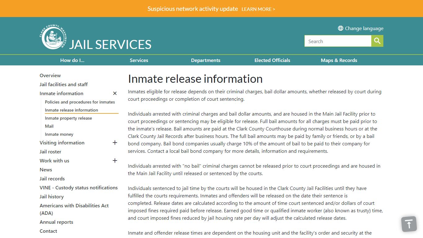 Inmate release information | Clark County
