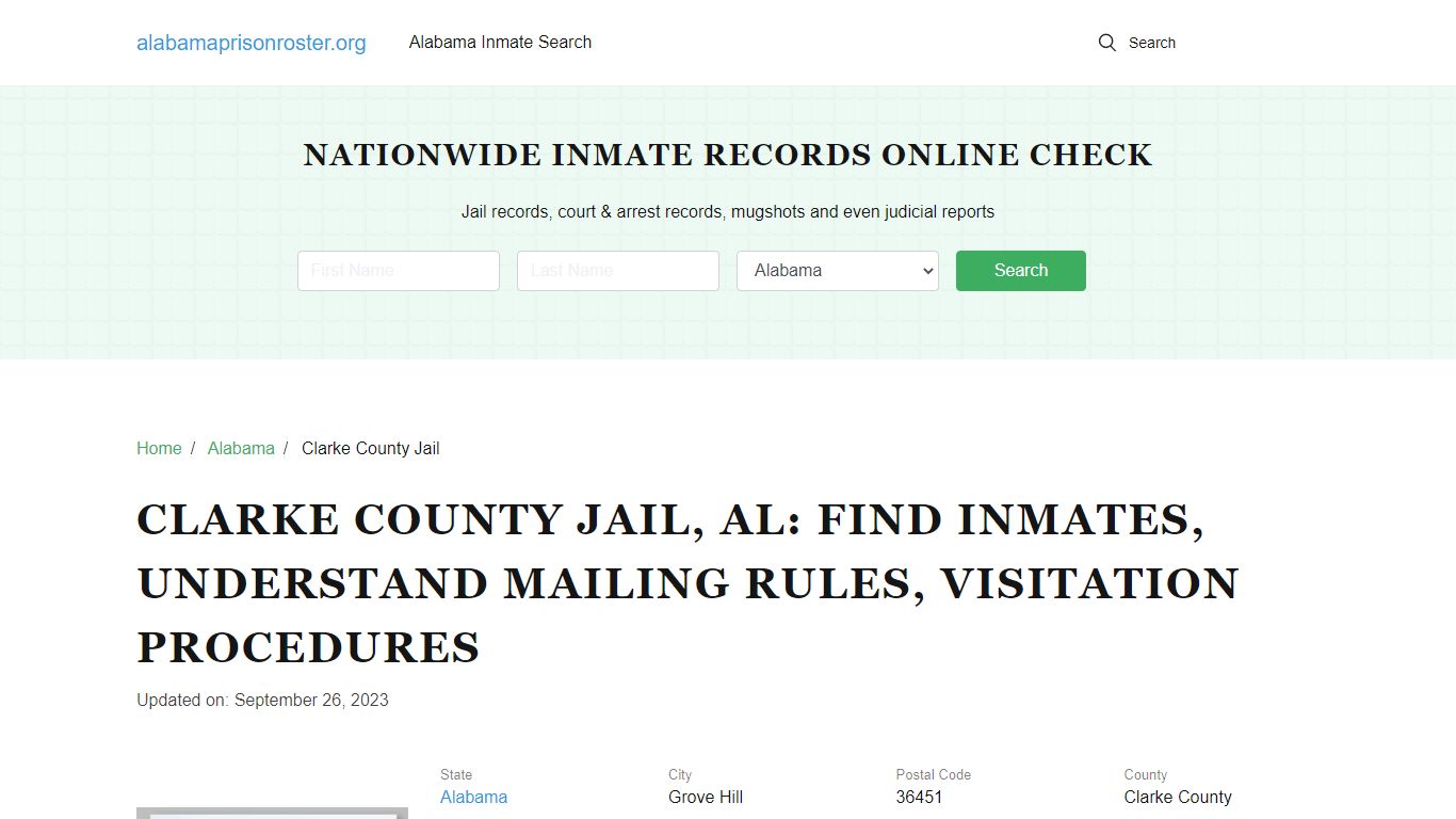 Clarke County Jail, AL: Inmate Search, Mailing and Visitation Rules