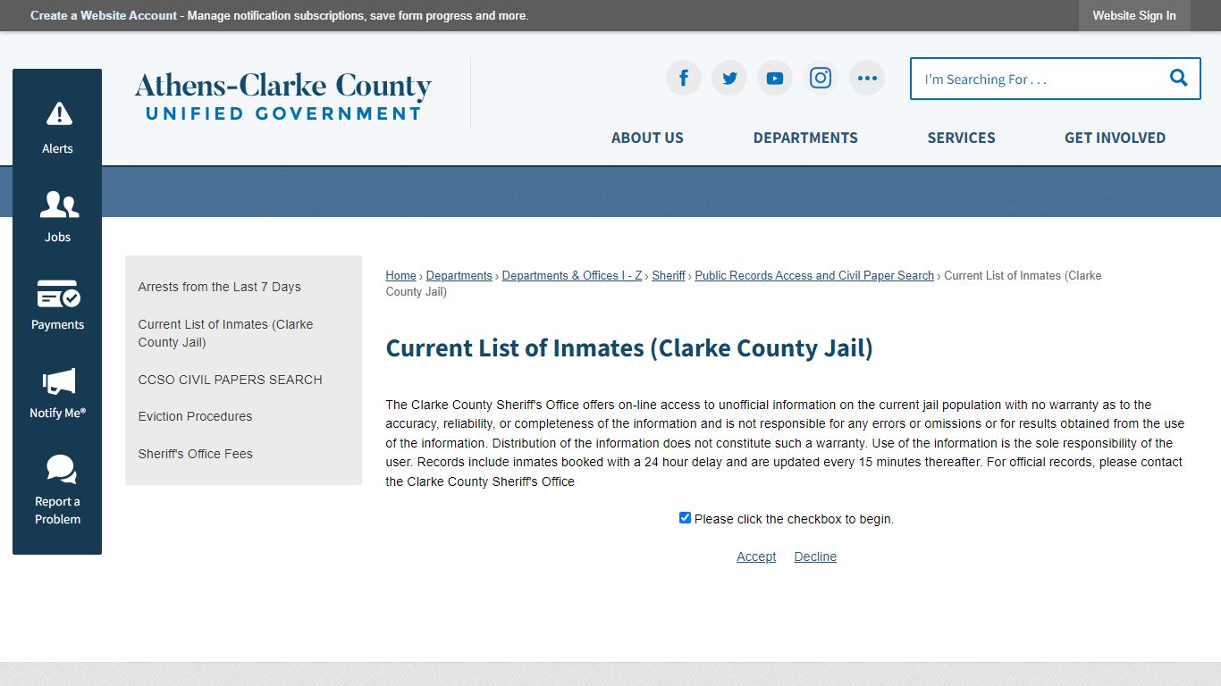 Current List of Inmates (Clarke County Jail) | Athens-Clarke County, GA ...