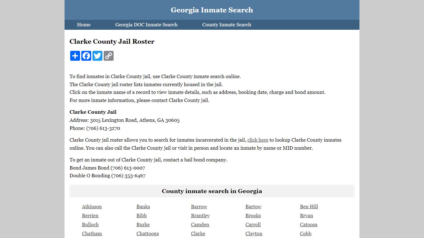 Clarke County Jail Roster - Georgia Inmate Search