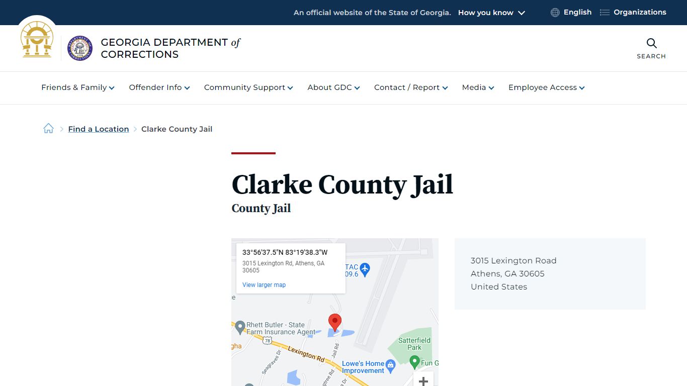 Clarke County Jail | Georgia Department of Corrections