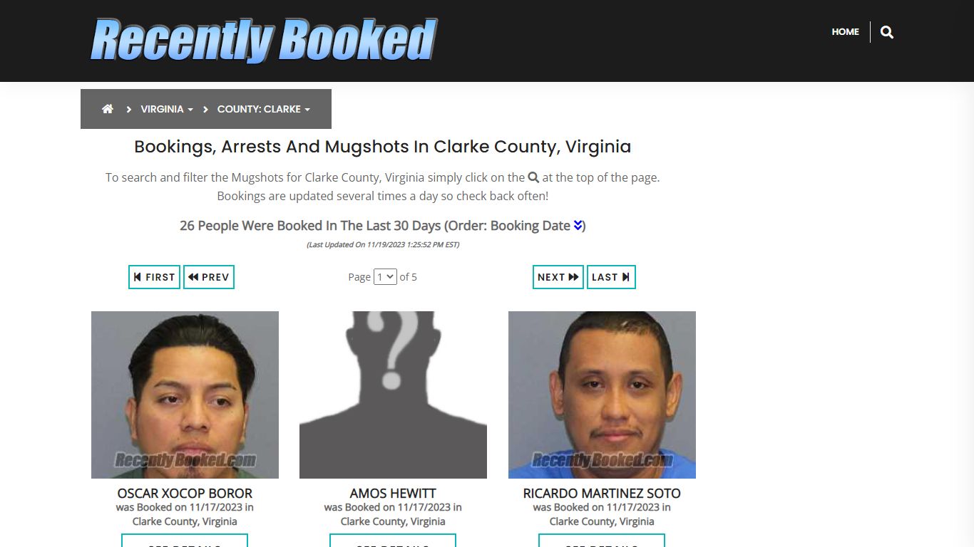 Recent bookings, Arrests, Mugshots in Clarke County, Virginia