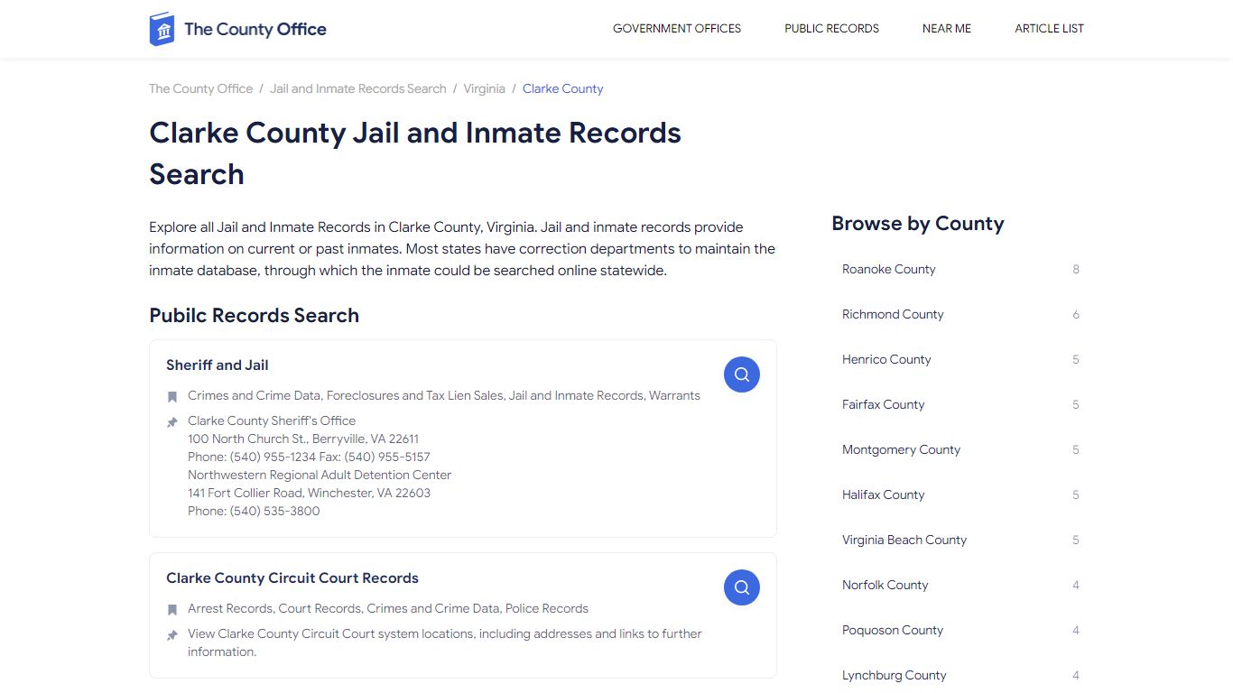 Clarke County Jail and Inmate Records Search - The County Office