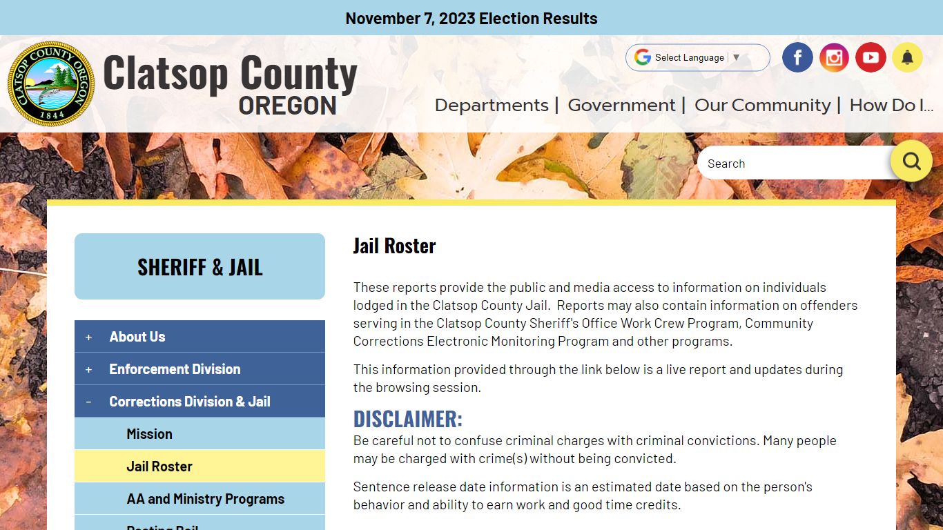 Jail Roster | Clatsop County OR