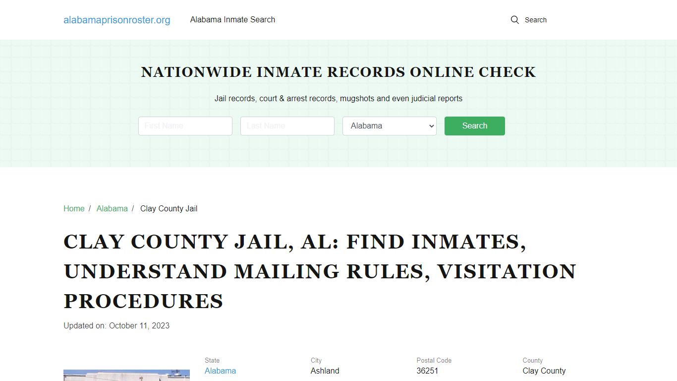 Clay County Jail, AL: Inmate Search, Mailing and Visitation Rules