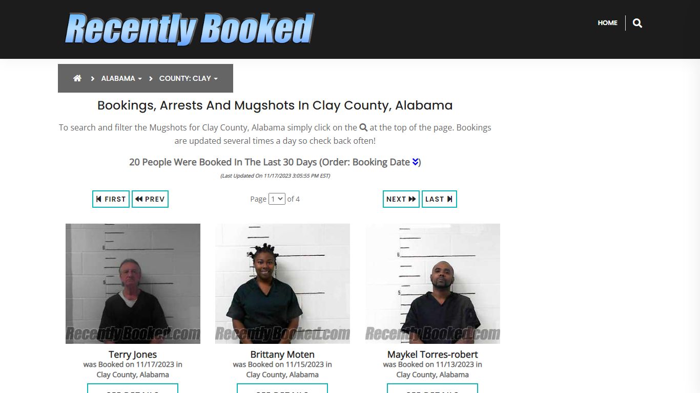 Recent bookings, Arrests, Mugshots in Clay County, Alabama