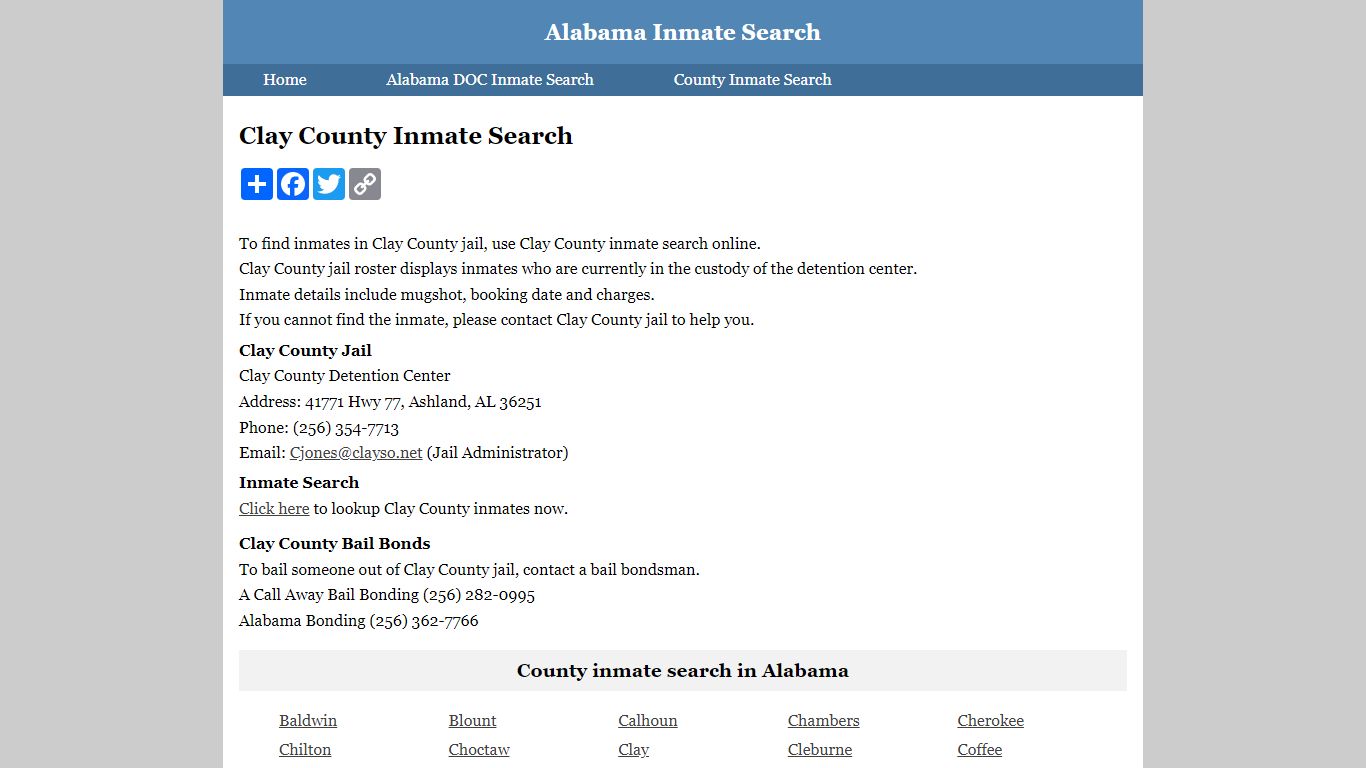 Clay County Inmate Search