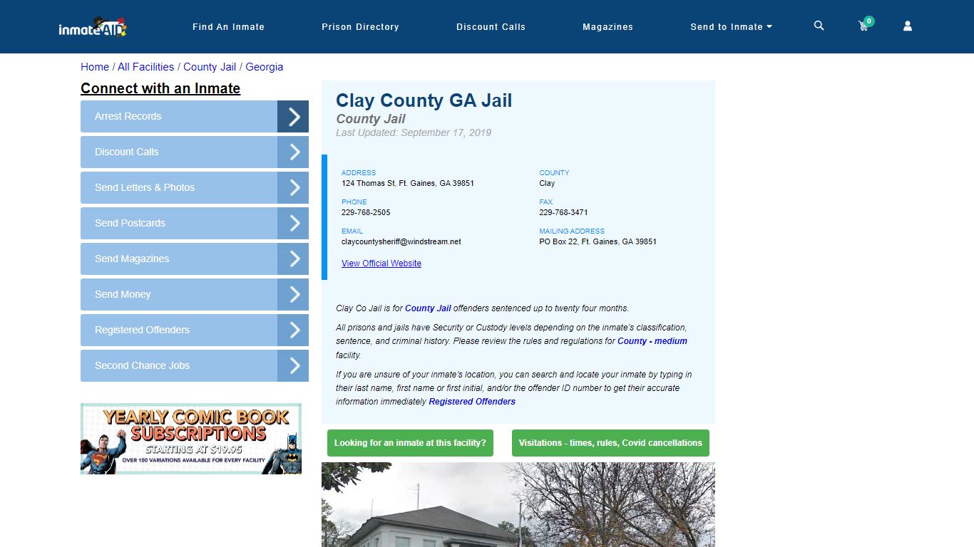 Clay County GA Jail - Inmate Locator - Ft. Gaines, GA