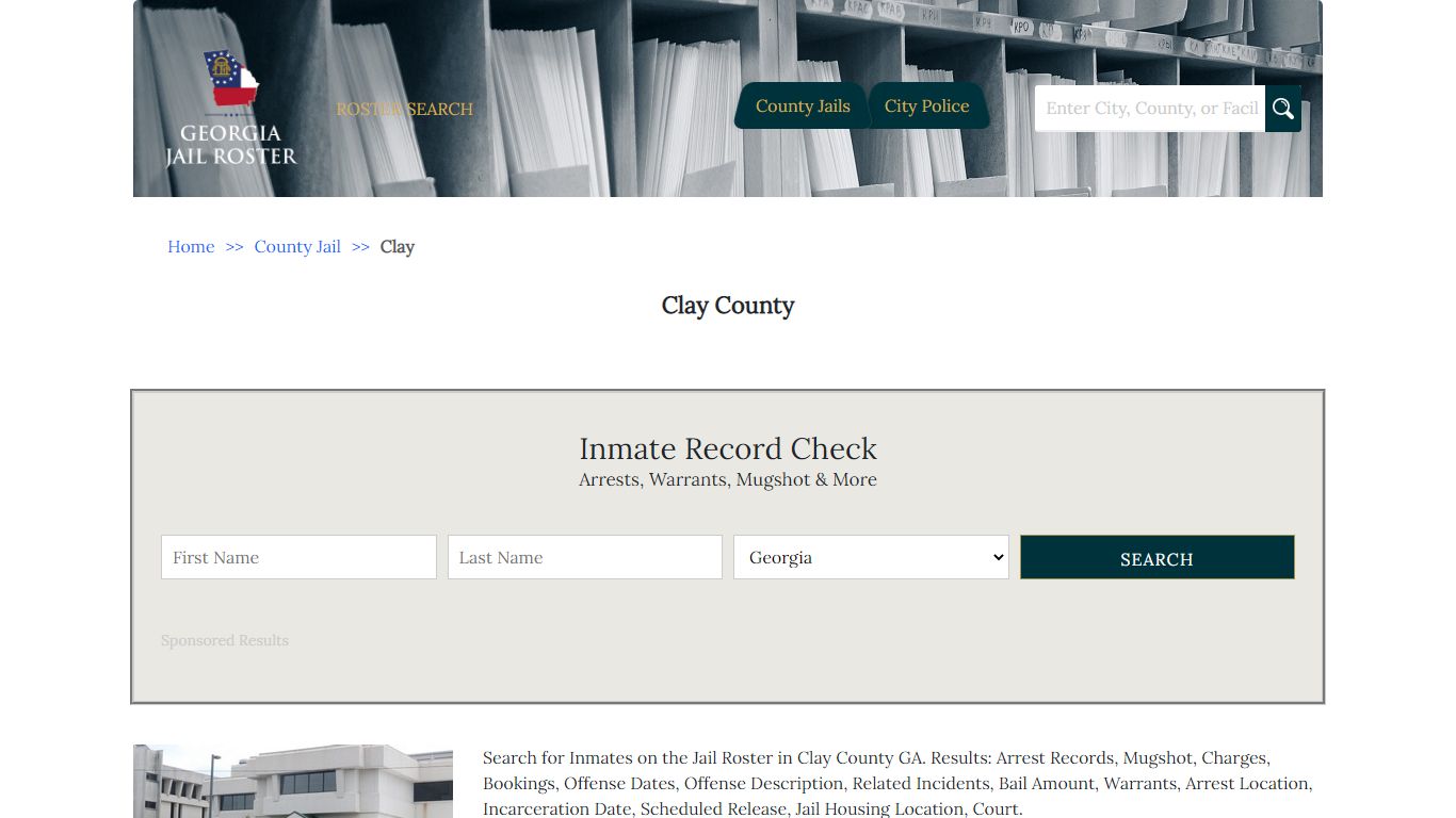 Clay County | Georgia Jail Inmate Search