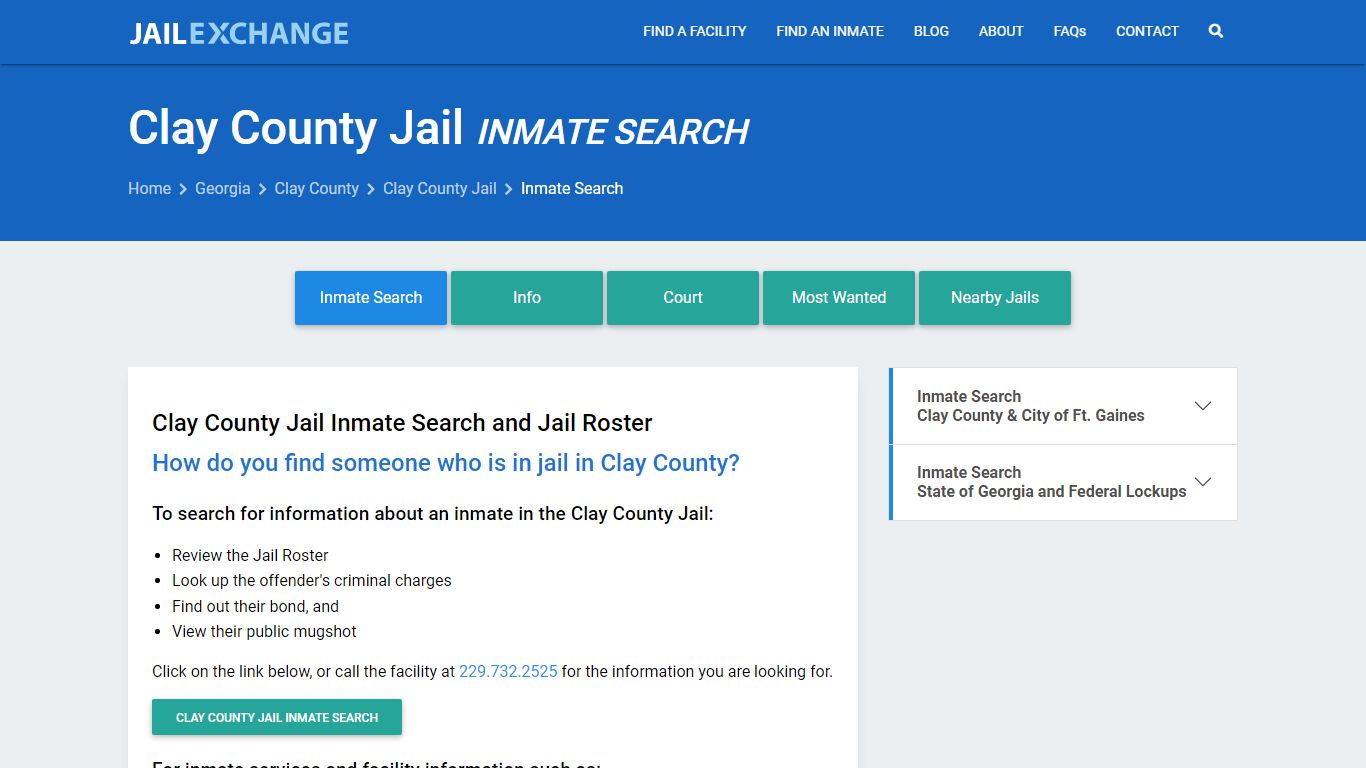 Inmate Search: Roster & Mugshots - Clay County Jail, GA