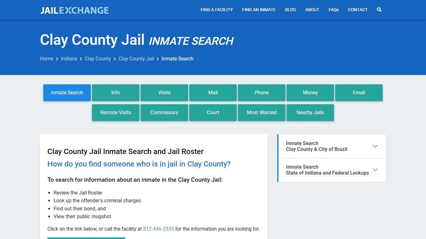 Inmate Search: Roster & Mugshots - Clay County Jail, IN