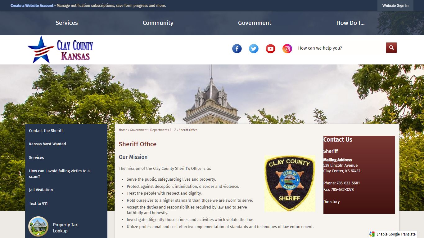 Sheriff Office | Clay County, KS